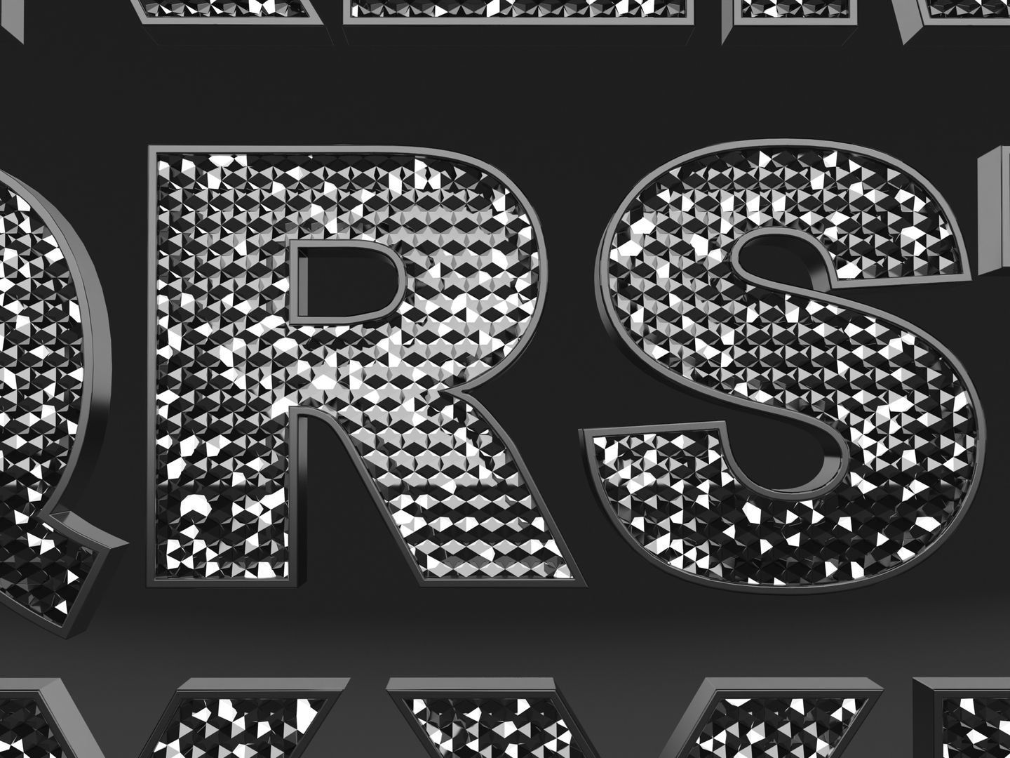 Sparkling Letters Alphabet 3D model_2