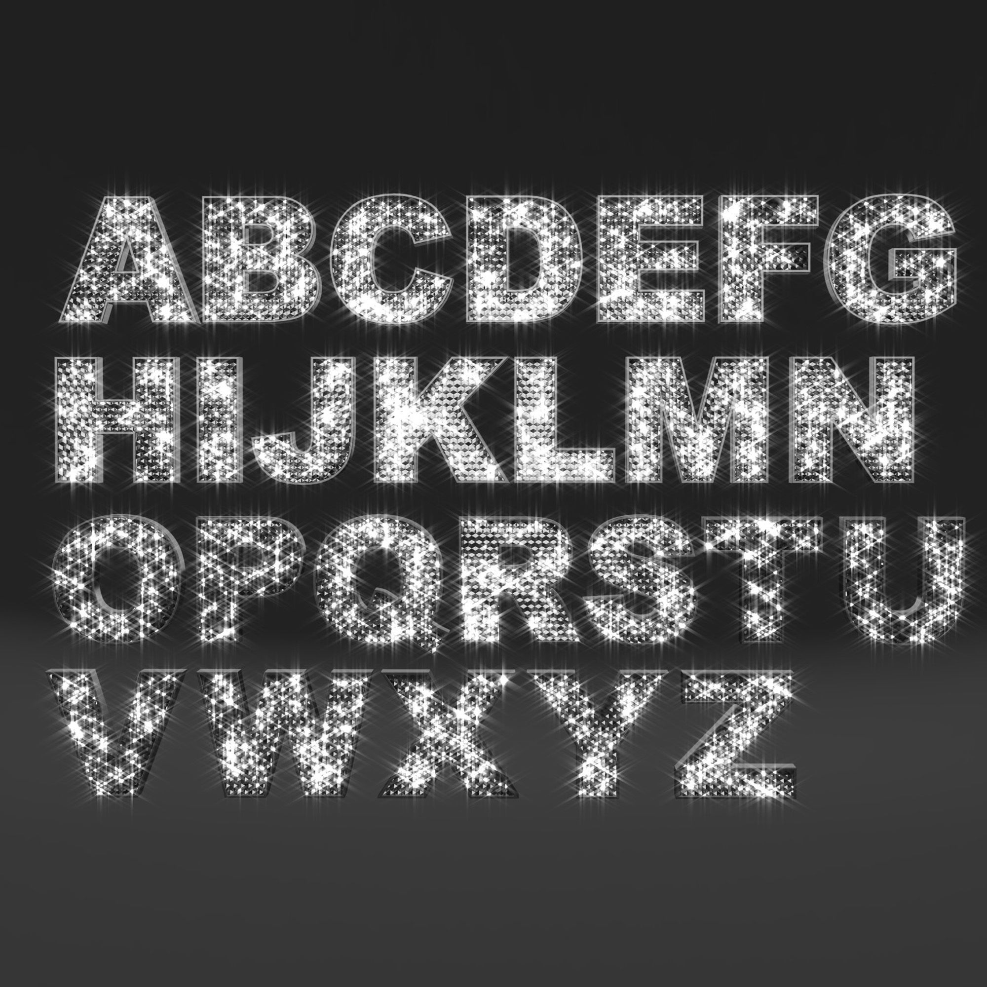 Sparkling Letters Alphabet 3D model_9