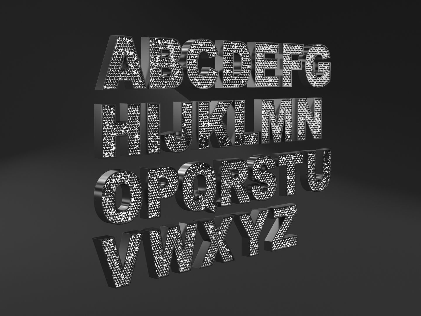 Sparkling Letters Alphabet 3D model_4