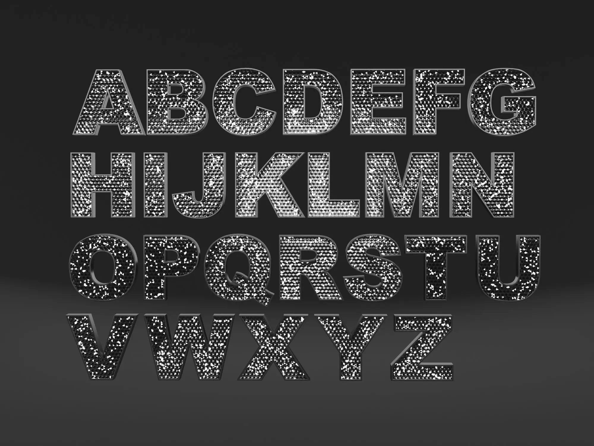 Sparkling Letters Alphabet 3D model_0