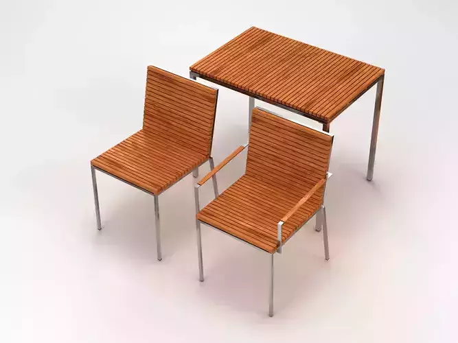 Garden Furniture Table Set 002 3D model
