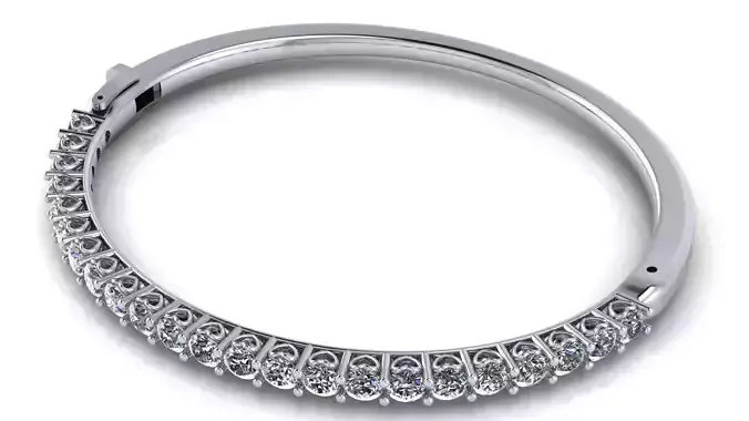 Heart Bangle - Round Diamonds - 4 Adjustable Stone sizes