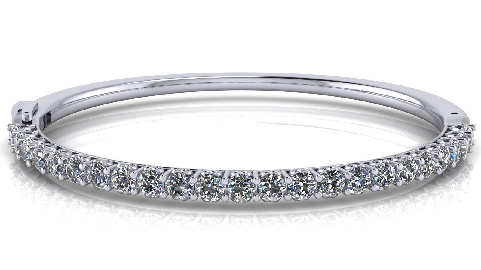 Heart Bangle - Round Diamonds - 4 Adjustable Stone sizes 3D print model_1