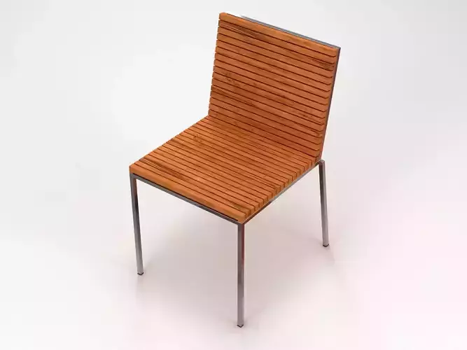 Wood and Metal Garden Chair 01