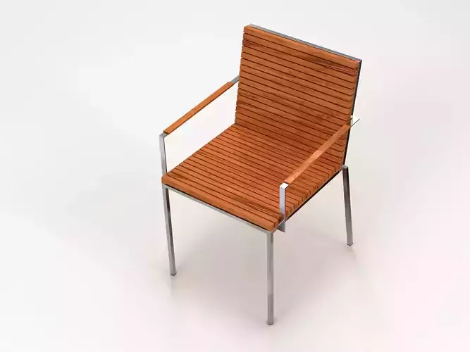Wood and Metal Garden Chair 02