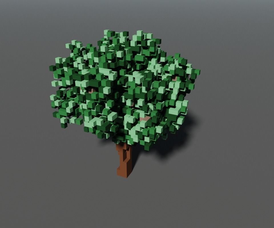 Voxel green tree 1 3D model_1