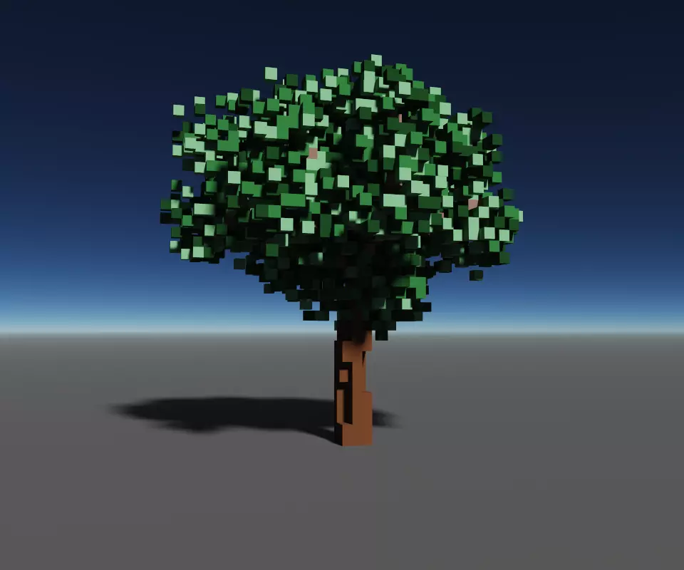 Voxel green tree 1 3D model_0