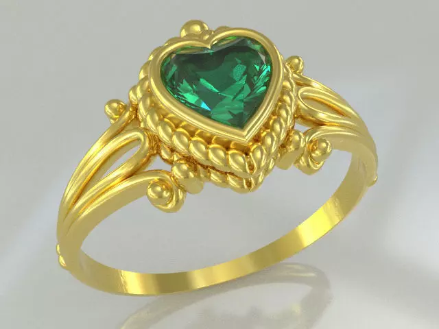 heart stone engagement ring 3D print model