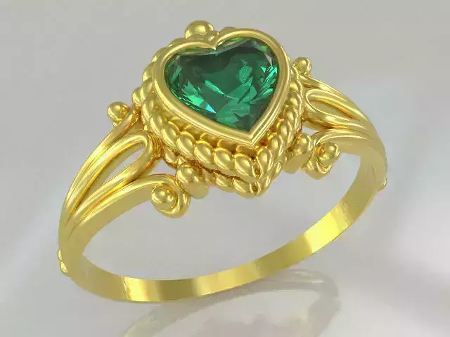 heart stone engagement ring 3D print model