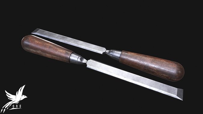 Chisel two woodworking chisels Low-poly 3D model