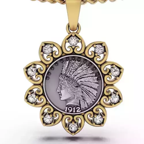 10 DOLLAR INDIAN AMERICAN COIN PENDANT GOLD JEWELRY