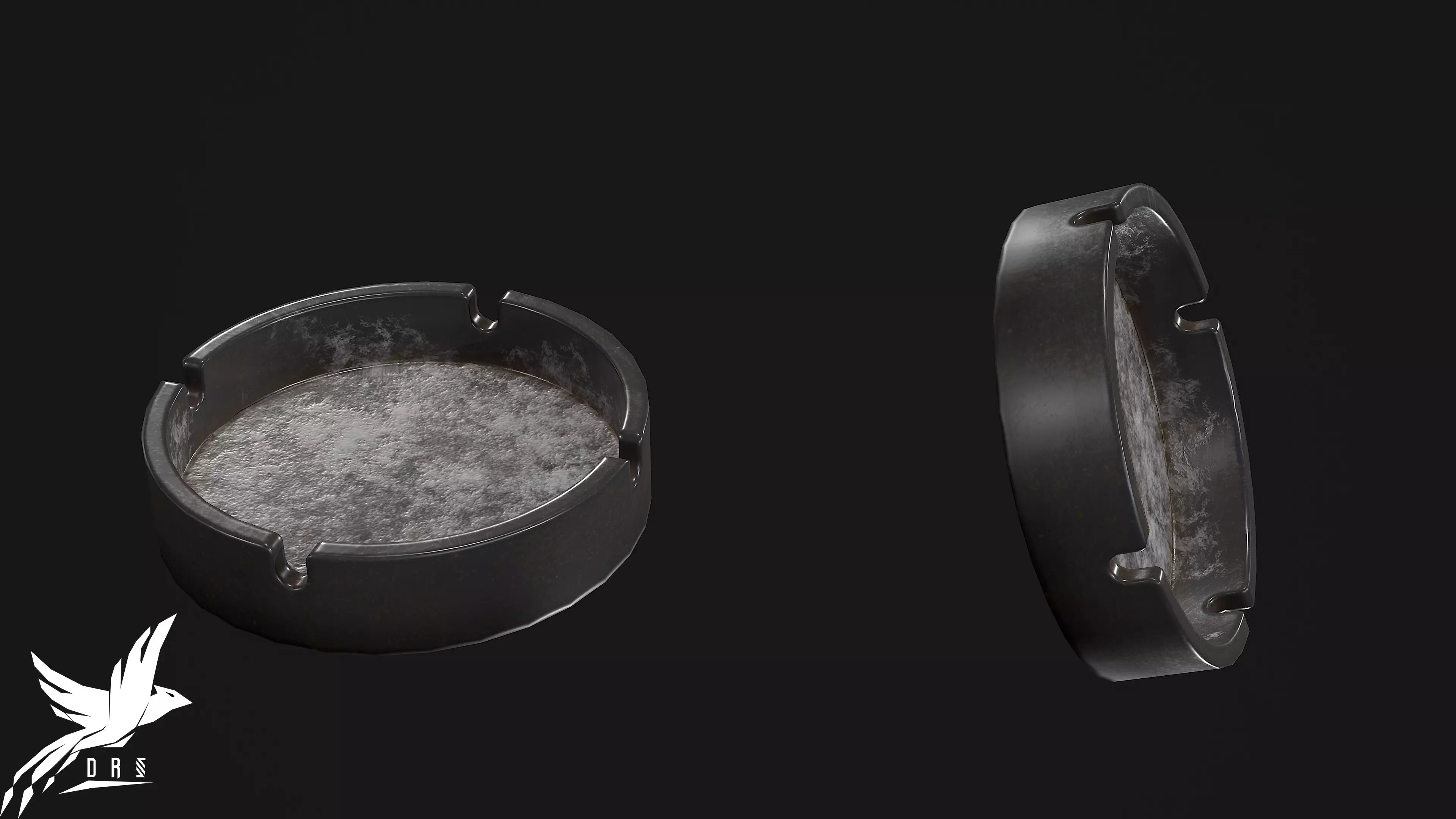 Ashtray two ashtrays Low-poly 3D model_0