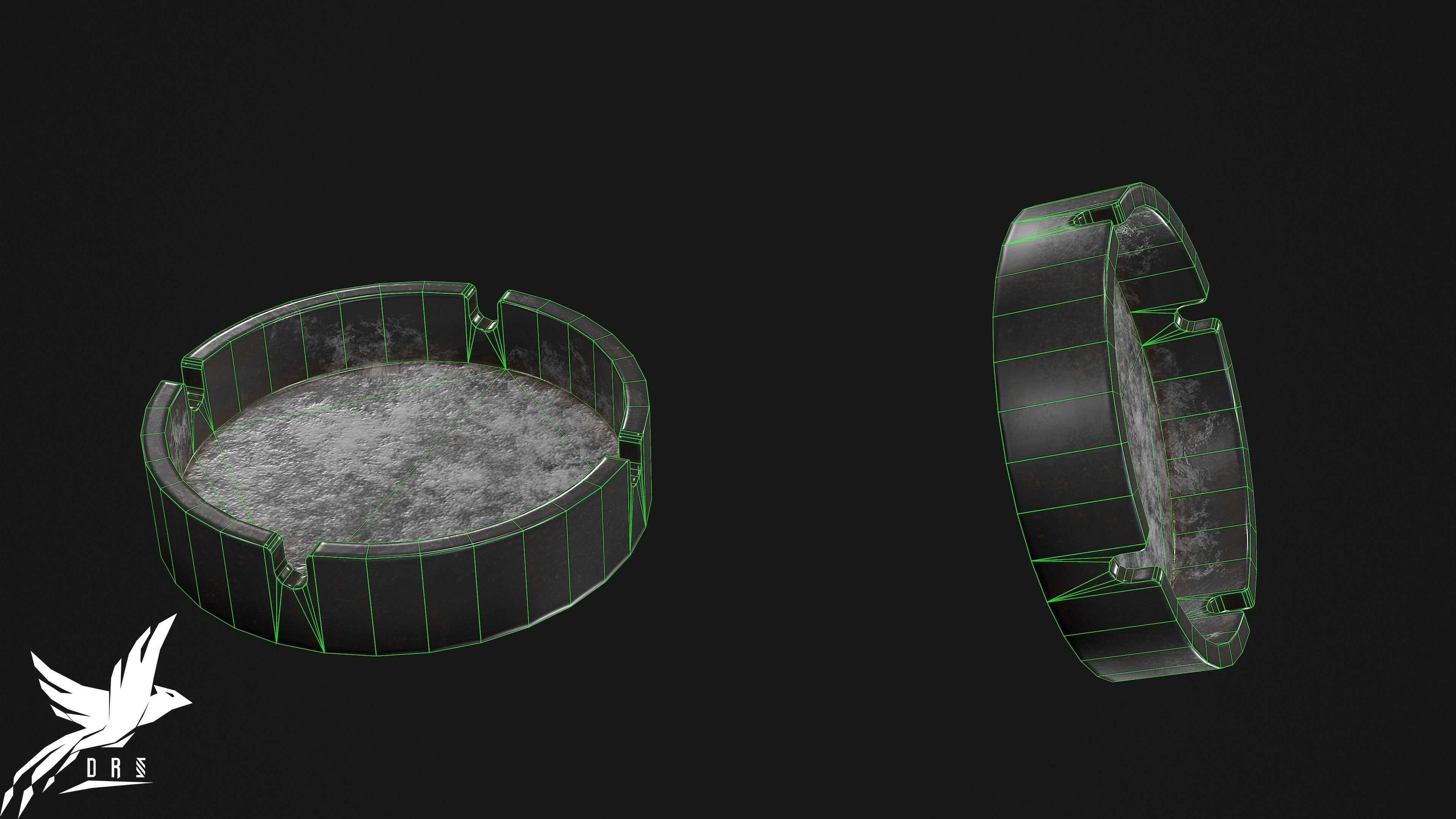 Ashtray two ashtrays Low-poly 3D model_1