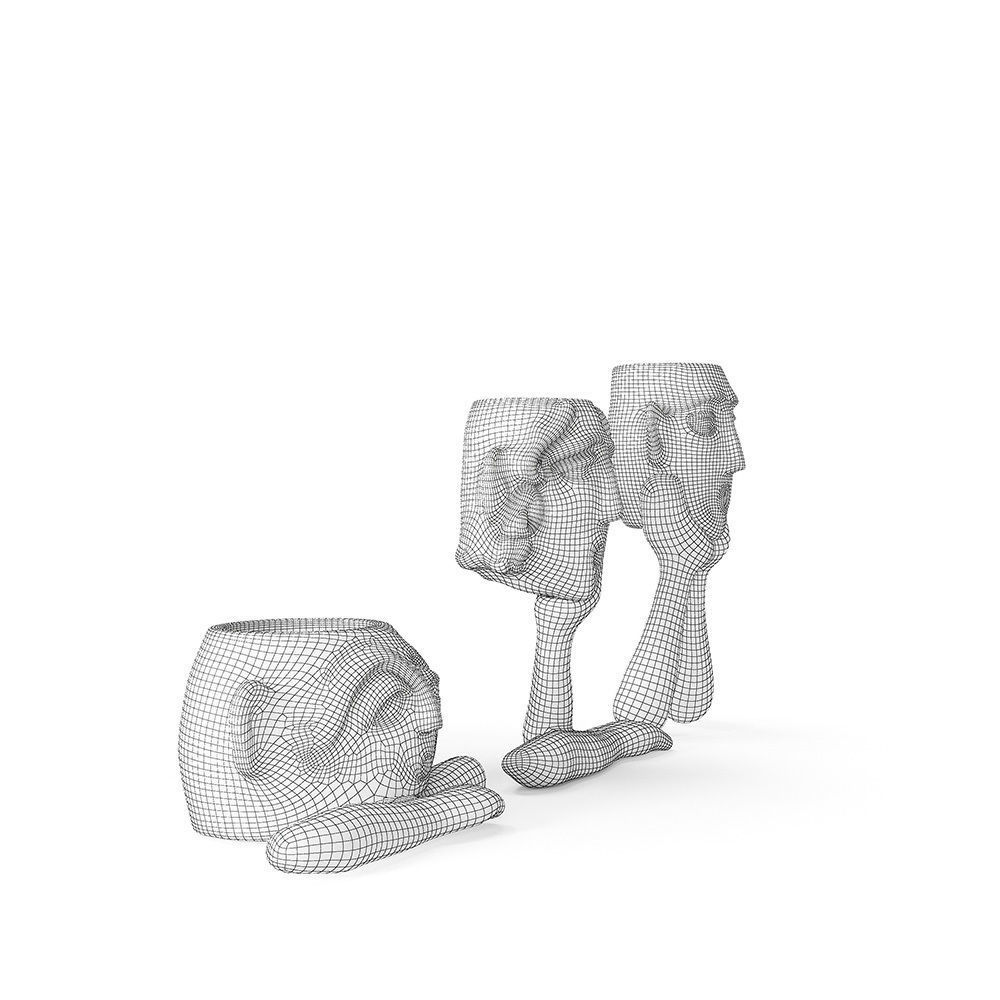 Abstract Figure Statue Pots Collection 3D model_8