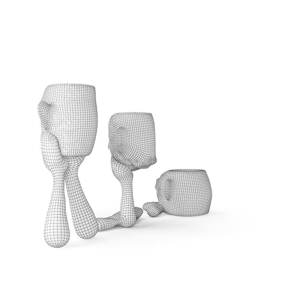 Abstract Figure Statue Pots Collection 3D model_11