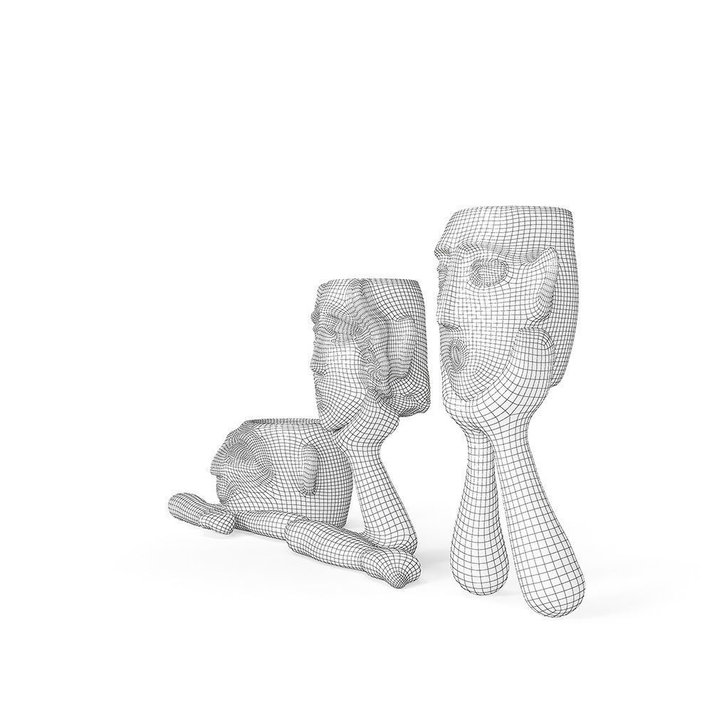Abstract Figure Statue Pots Collection 3D model_12