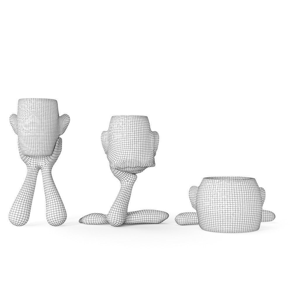 Abstract Figure Statue Pots Collection 3D model_10
