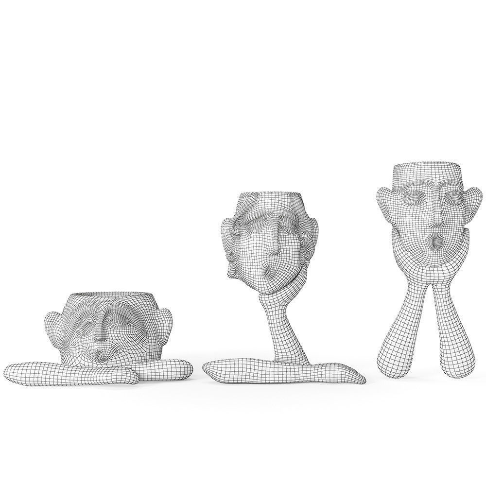Abstract Figure Statue Pots Collection 3D model_7