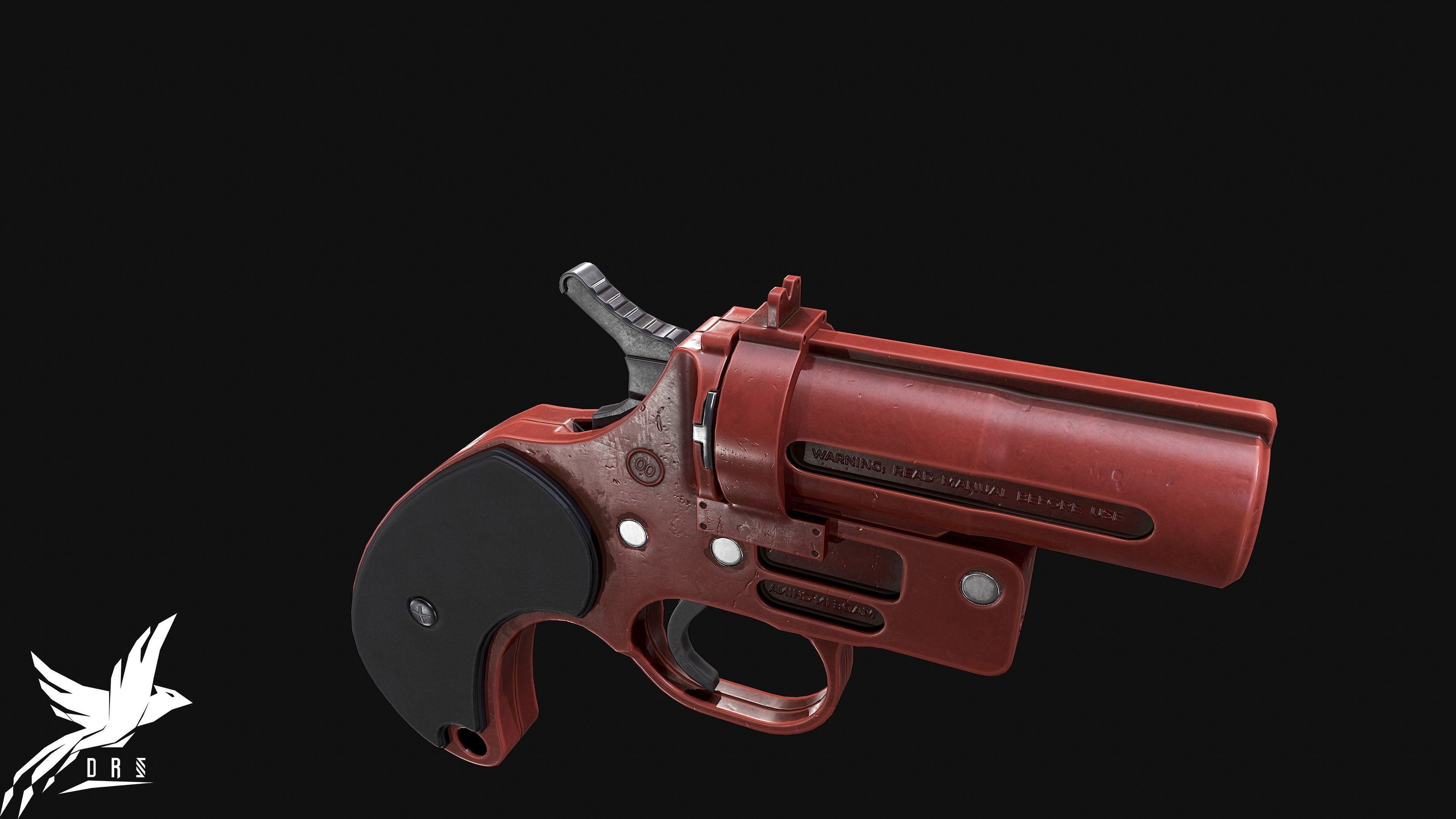Flare gun Low-poly 3D model_4
