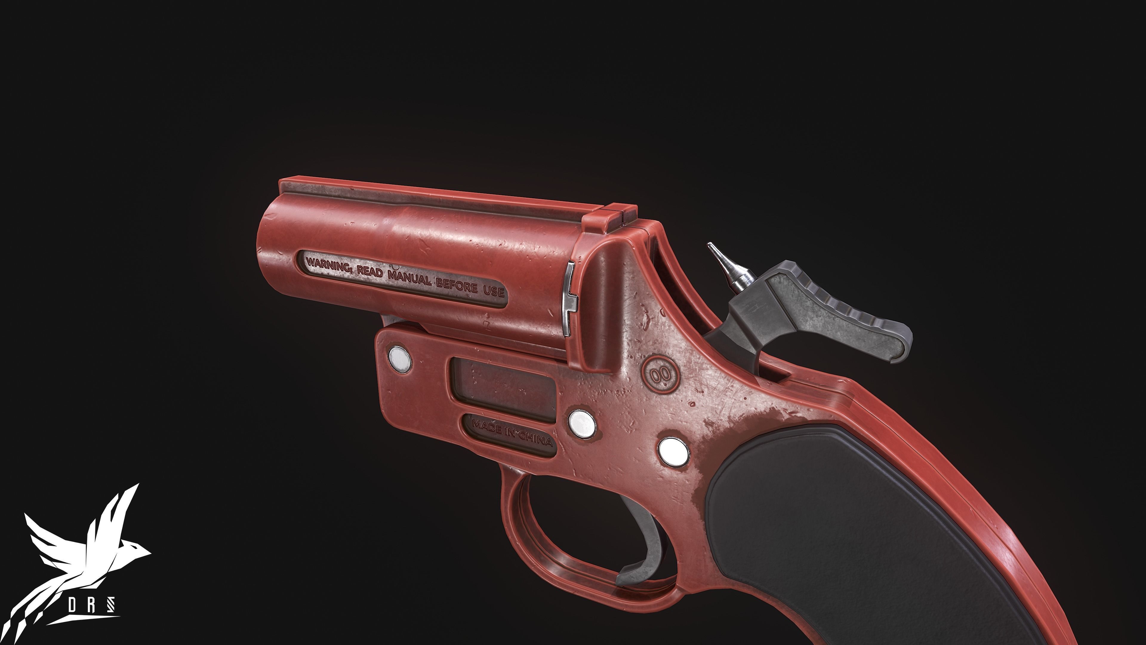 Flare gun Low-poly 3D model_1