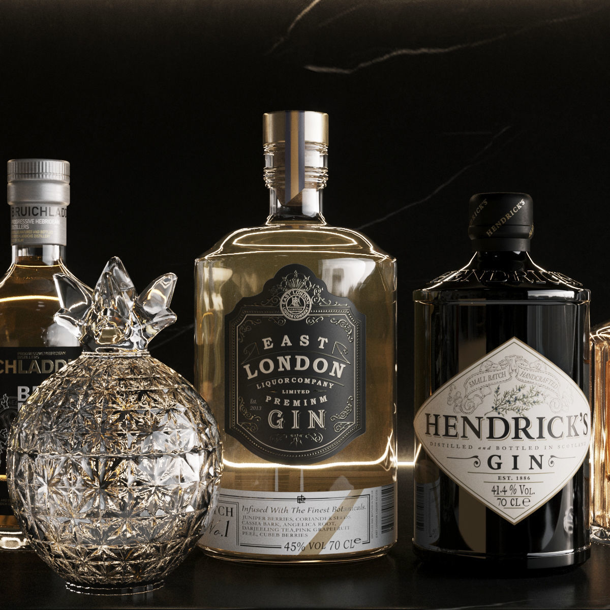 Bar Set 1 liquor bottles 3D model_3