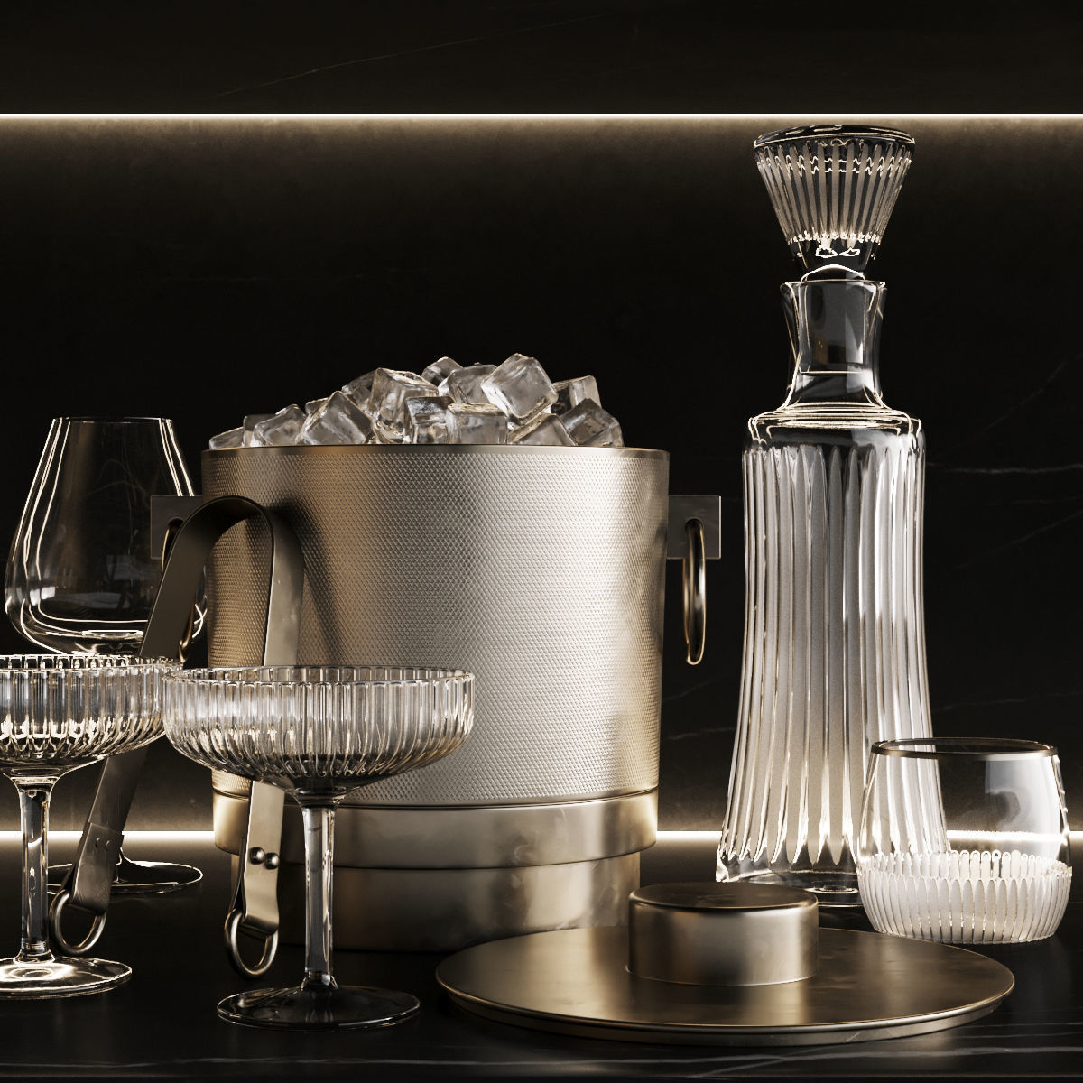 Bar Set 1 liquor bottles 3D model_4