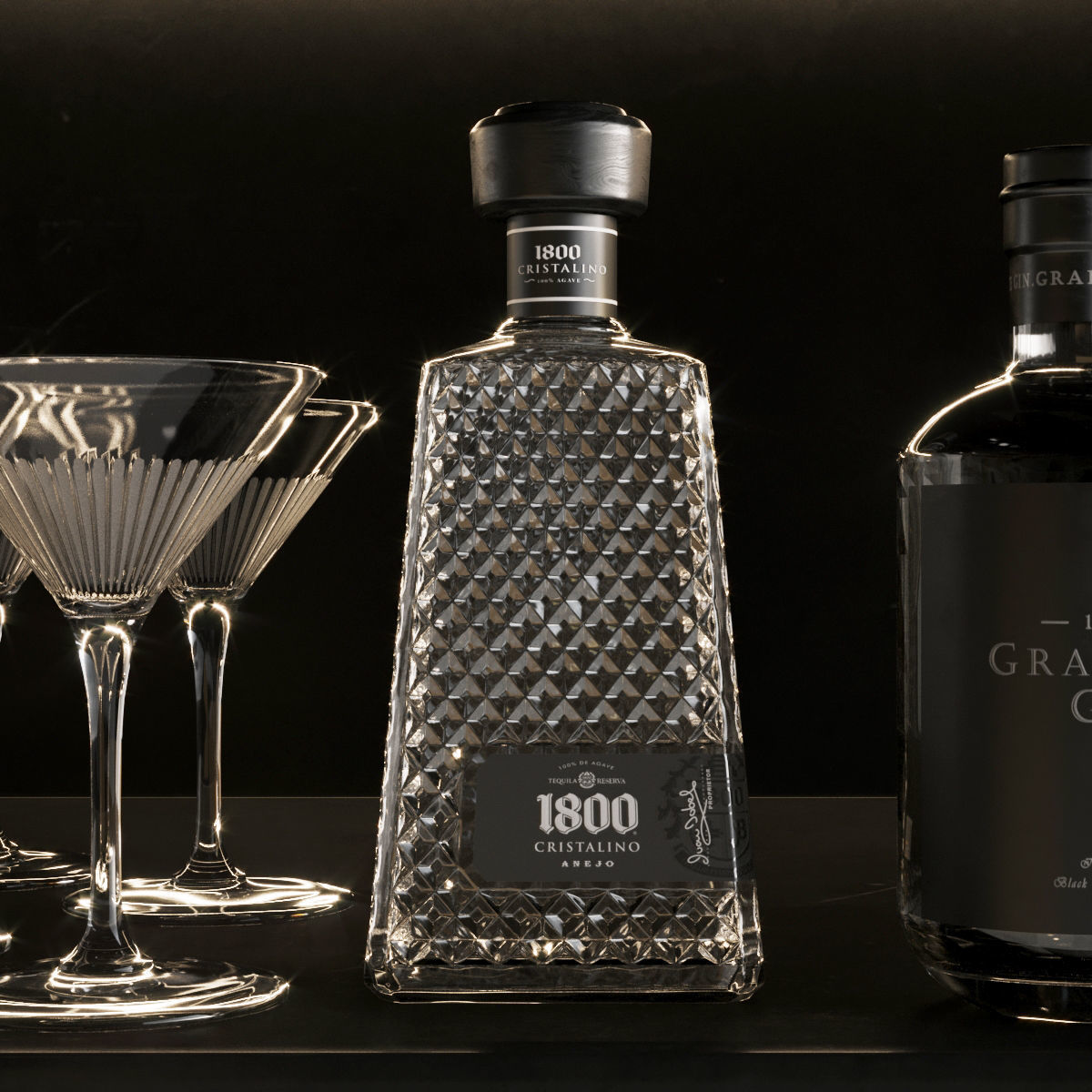 Bar Set 1 liquor bottles 3D model_8