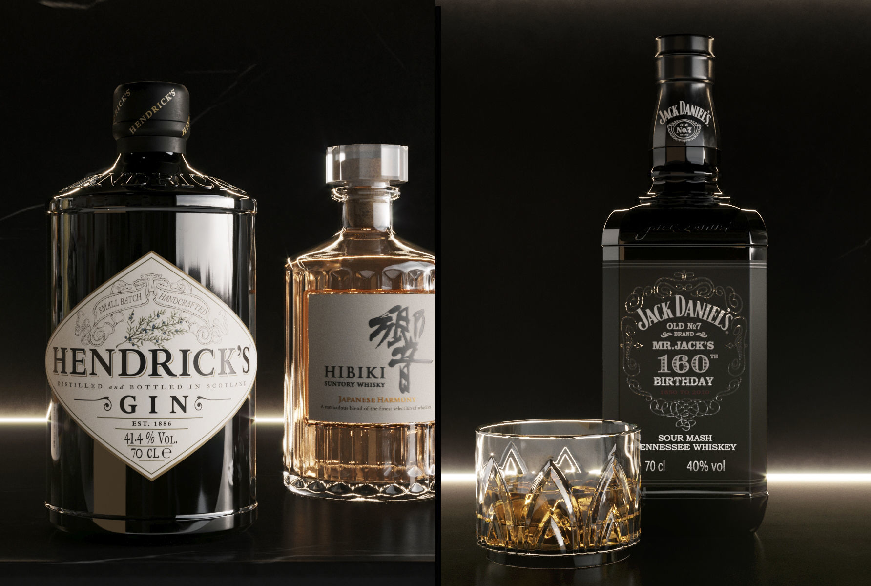 Bar Set 1 liquor bottles 3D model_7