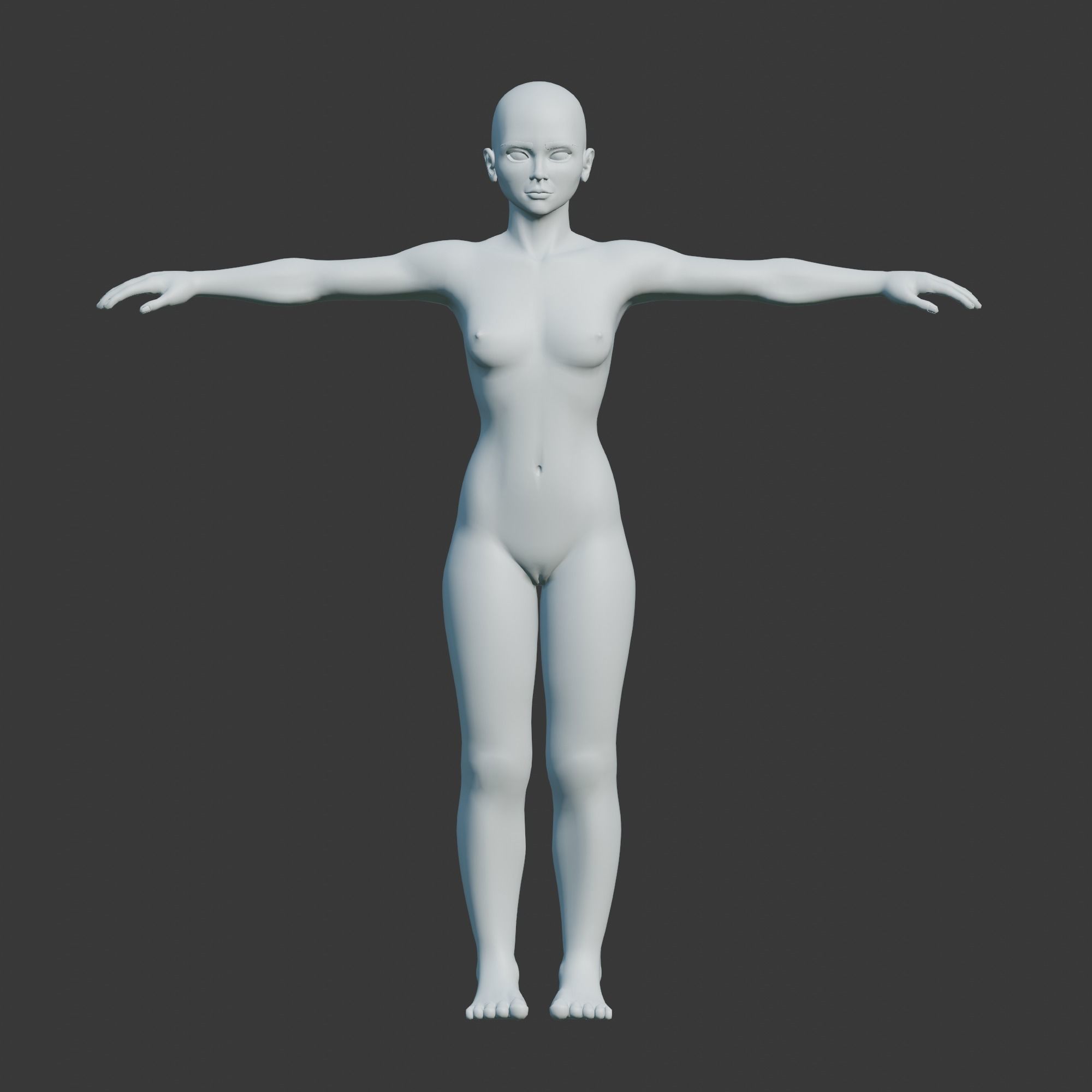 Base Mesh for Animation - Stylized Woman Low-poly 3D model_1
