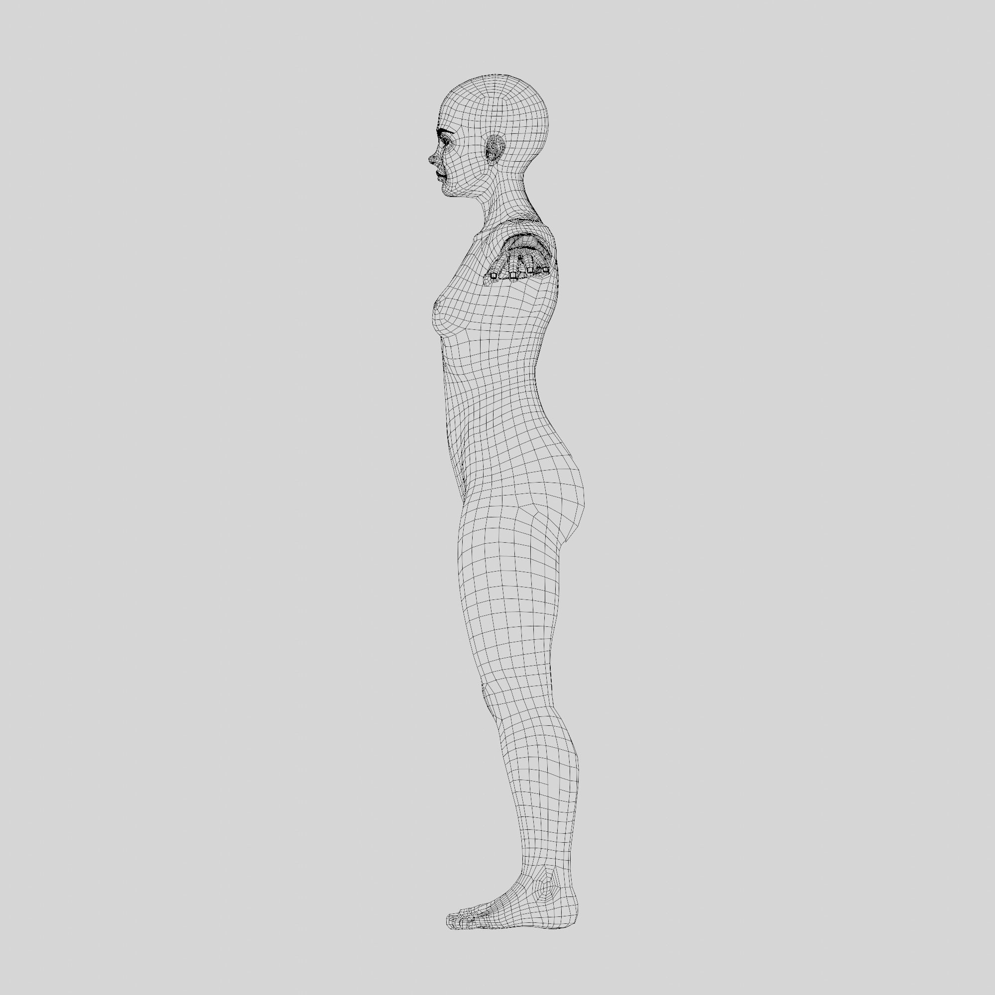 Base Mesh for Animation - Stylized Woman Low-poly 3D model_5