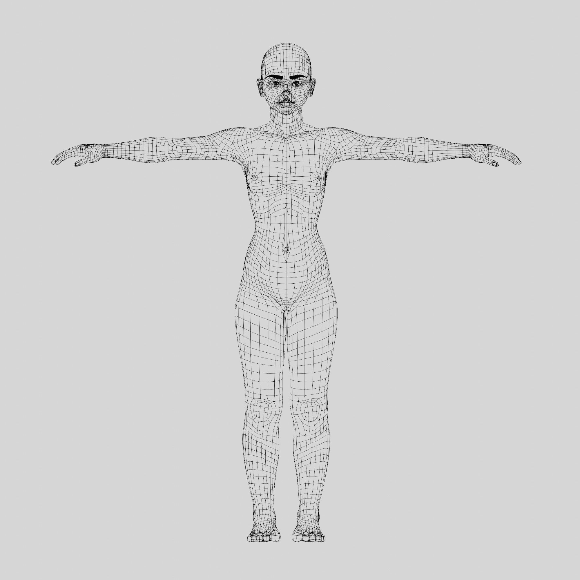 Base Mesh for Animation - Stylized Woman Low-poly 3D model_4