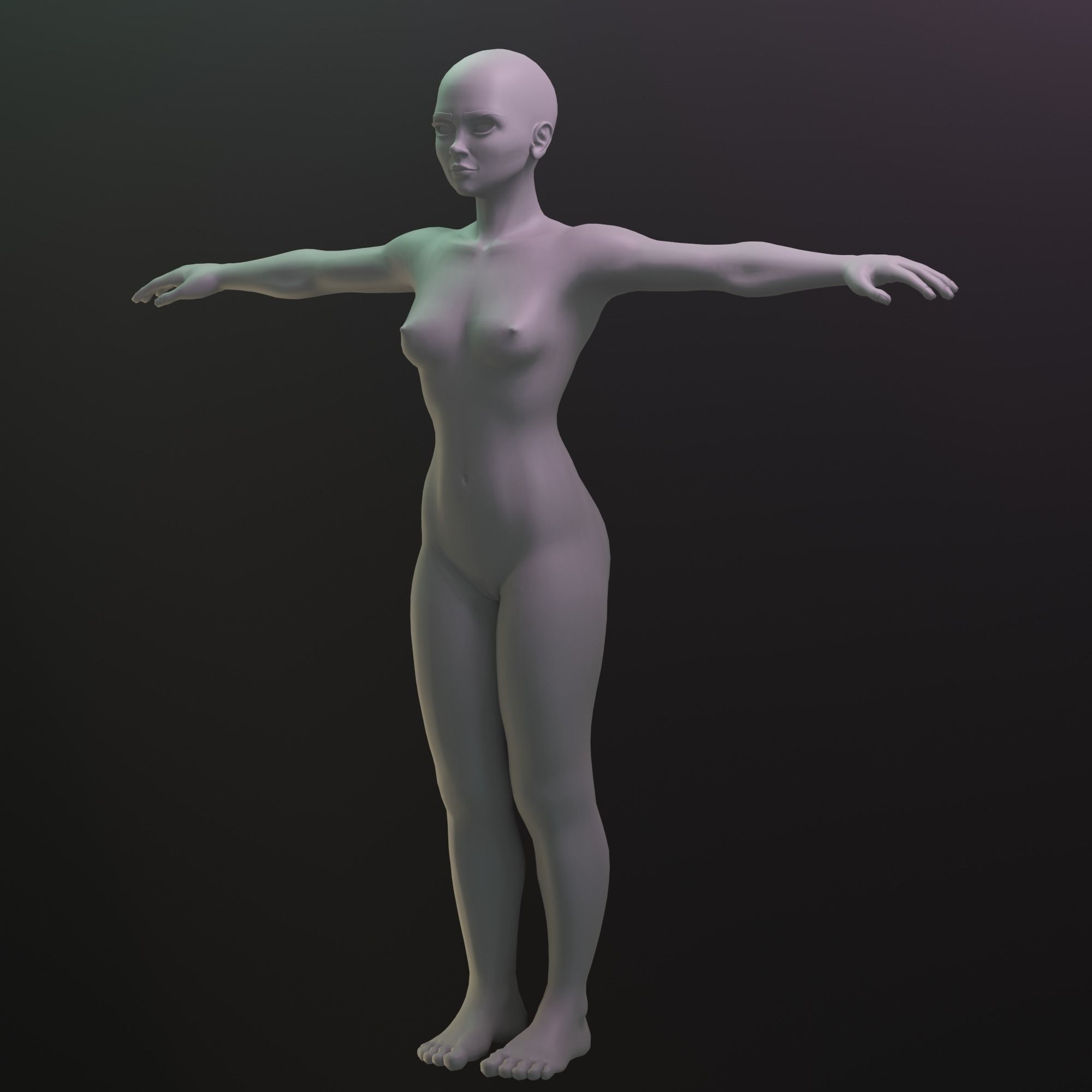 Base Mesh for Animation - Stylized Woman Low-poly 3D model_7