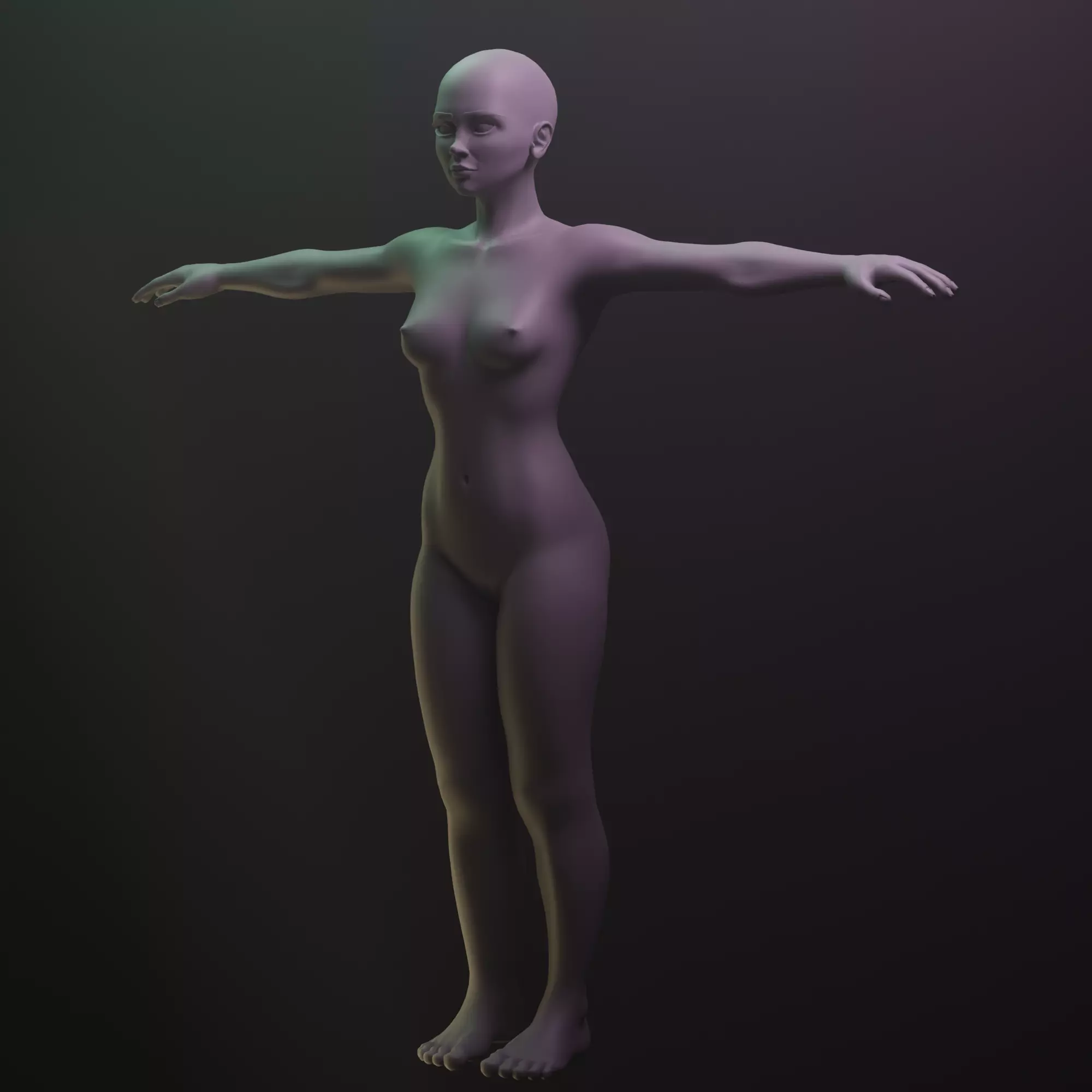 Base Mesh for Animation - Stylized Woman Low-poly 3D model_0