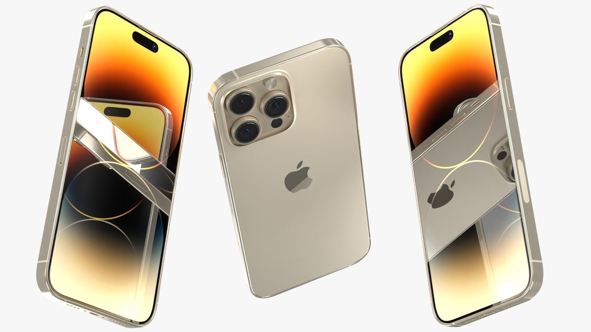 iPhone 14 Pro Max Gold 3D model_4