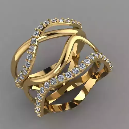 Funky band wirth diamomd ring for women 3D Print Model