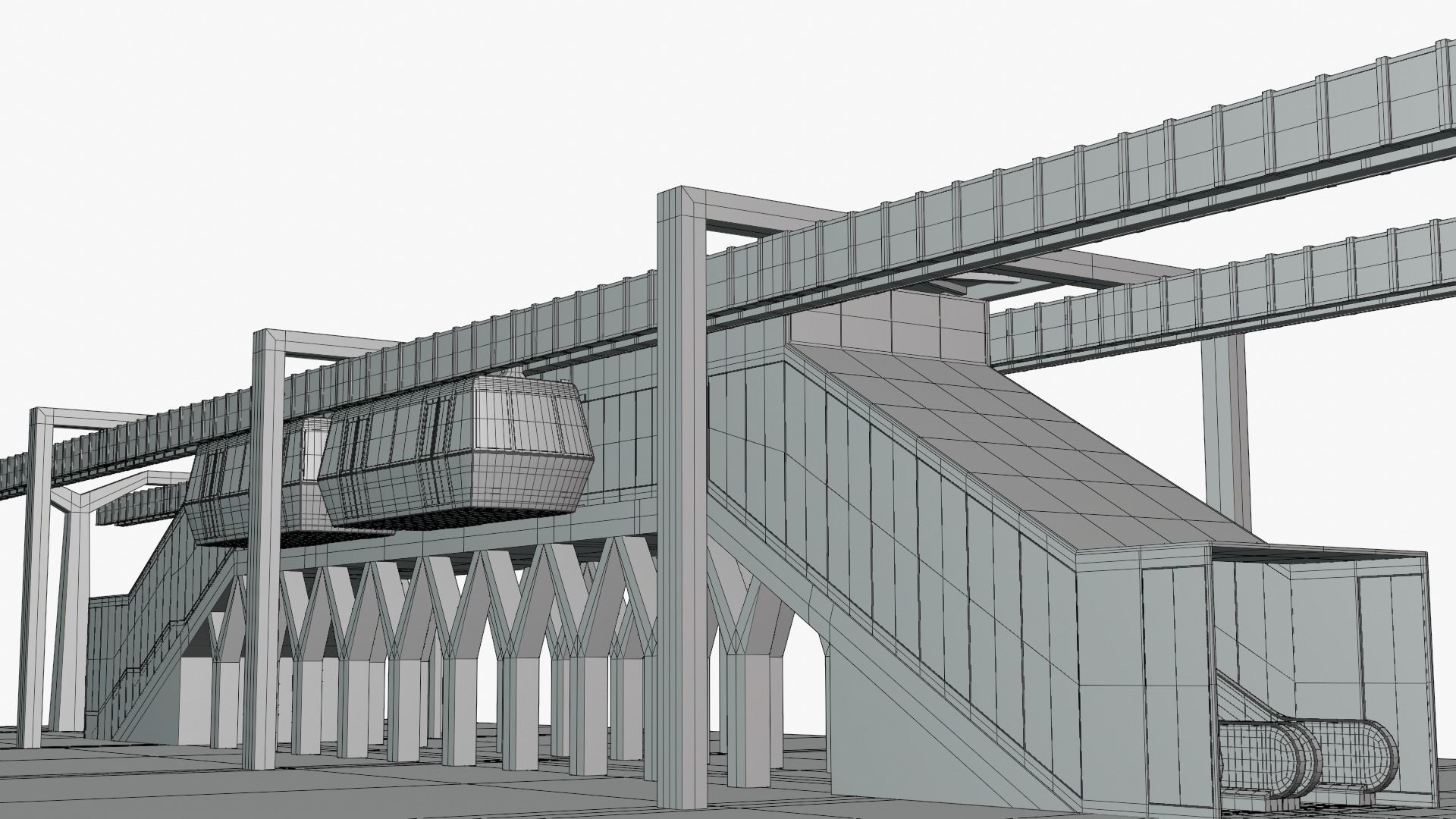 Elevated train station concept 3D model_1