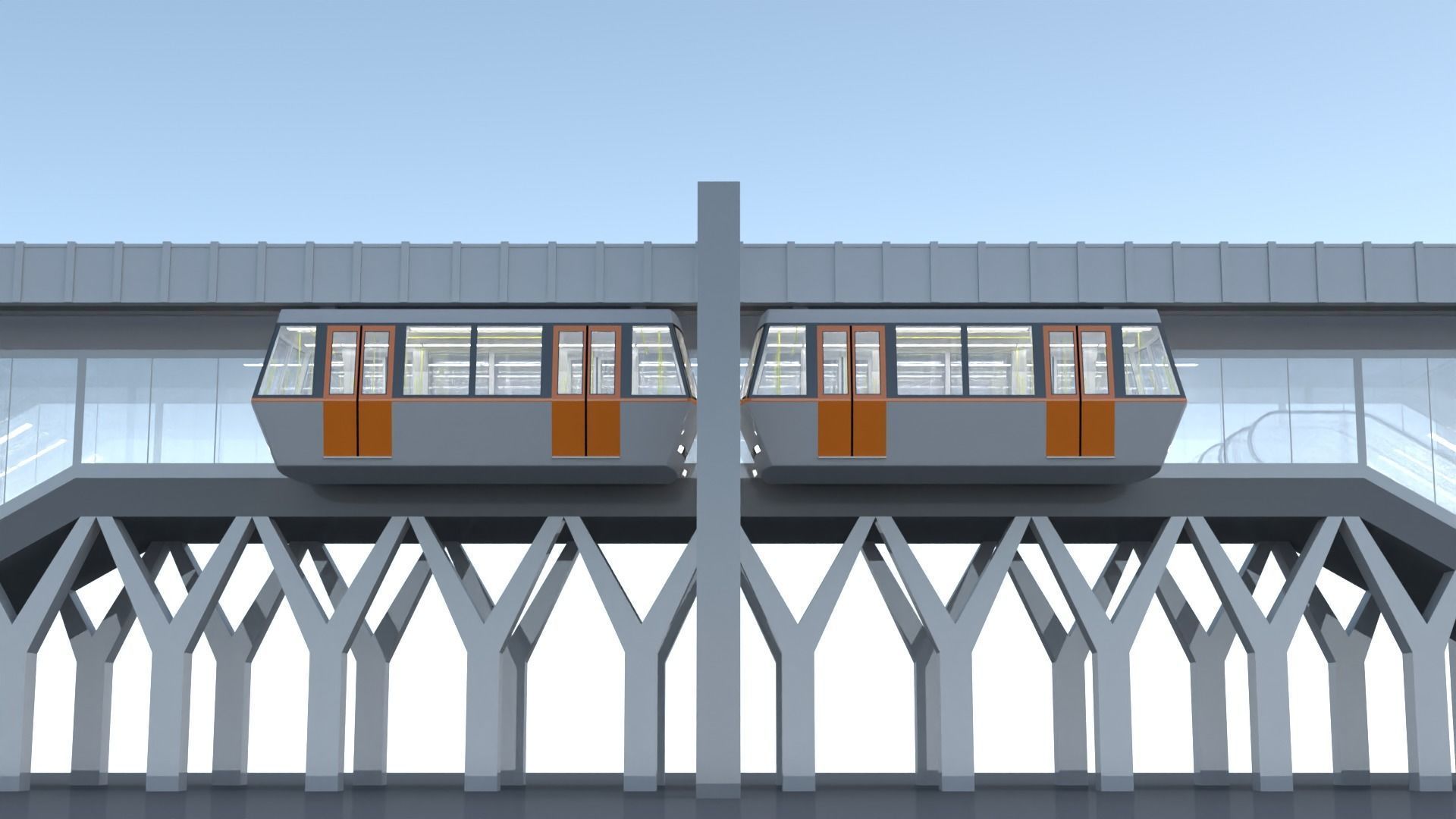 Elevated train station concept 3D model_19