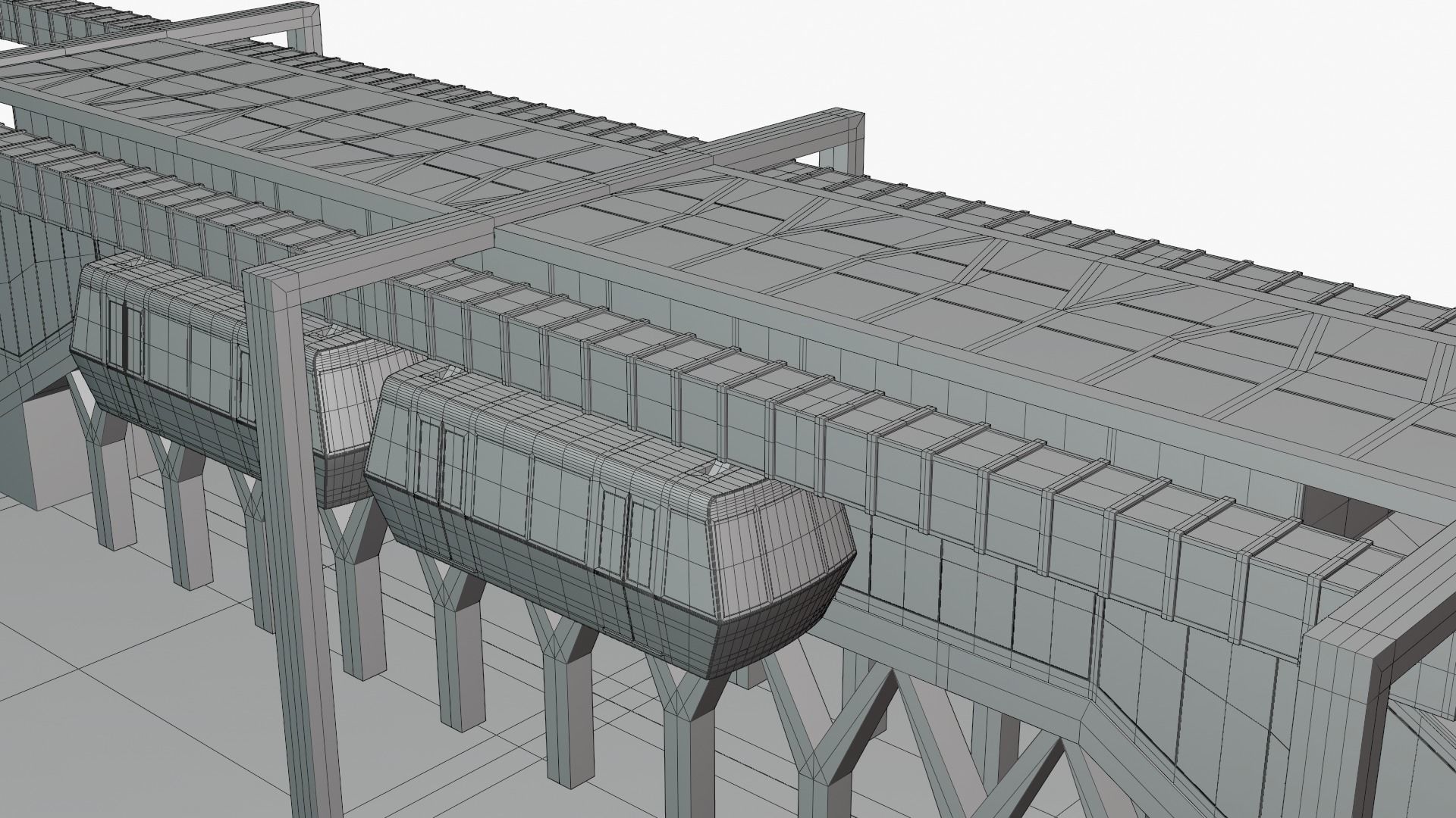 Elevated train station concept 3D model_22