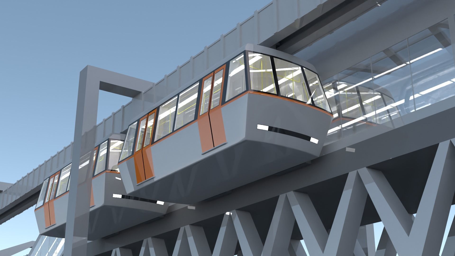 Elevated train station concept 3D model_2