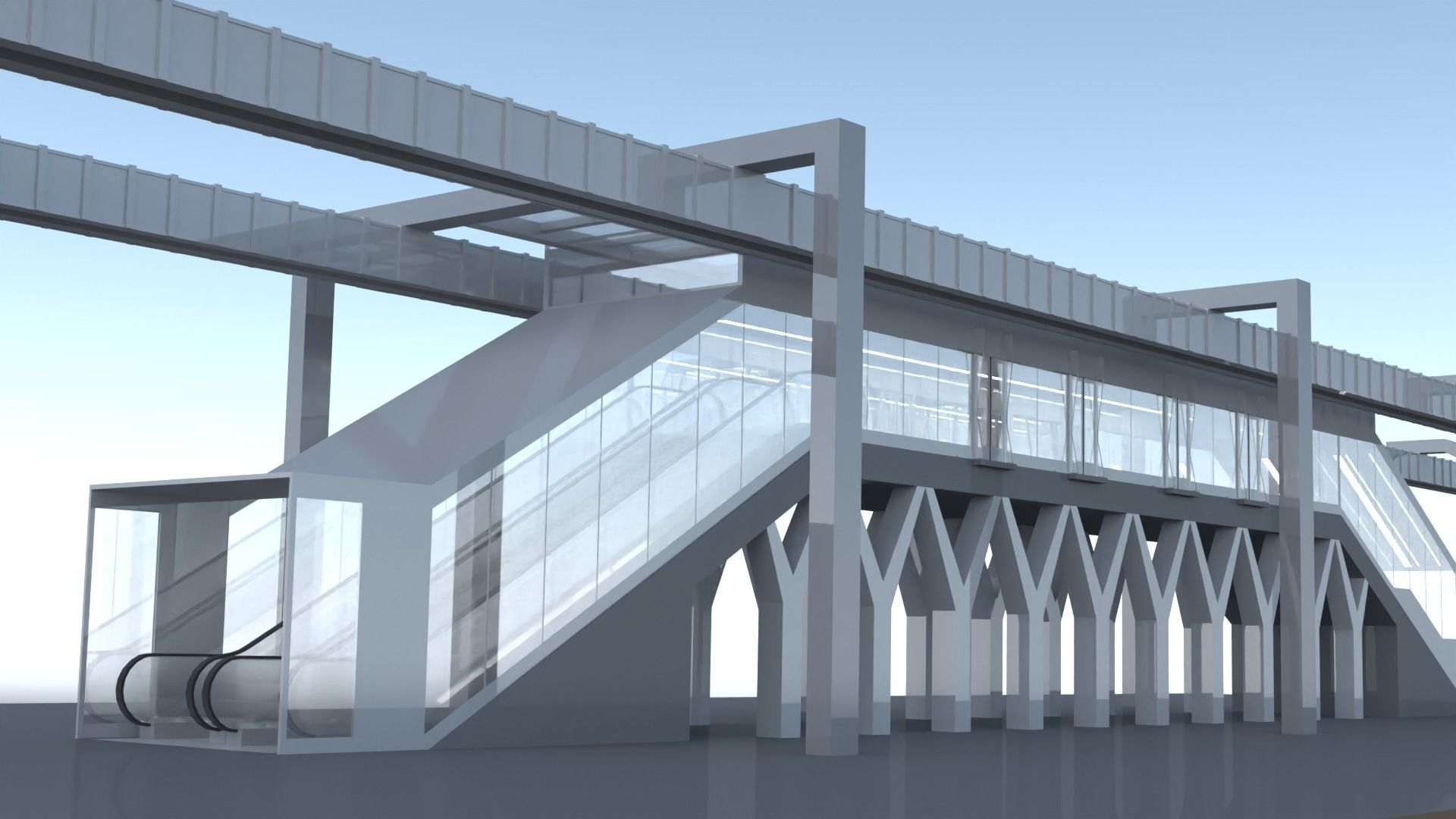 Elevated train station concept 3D model_17