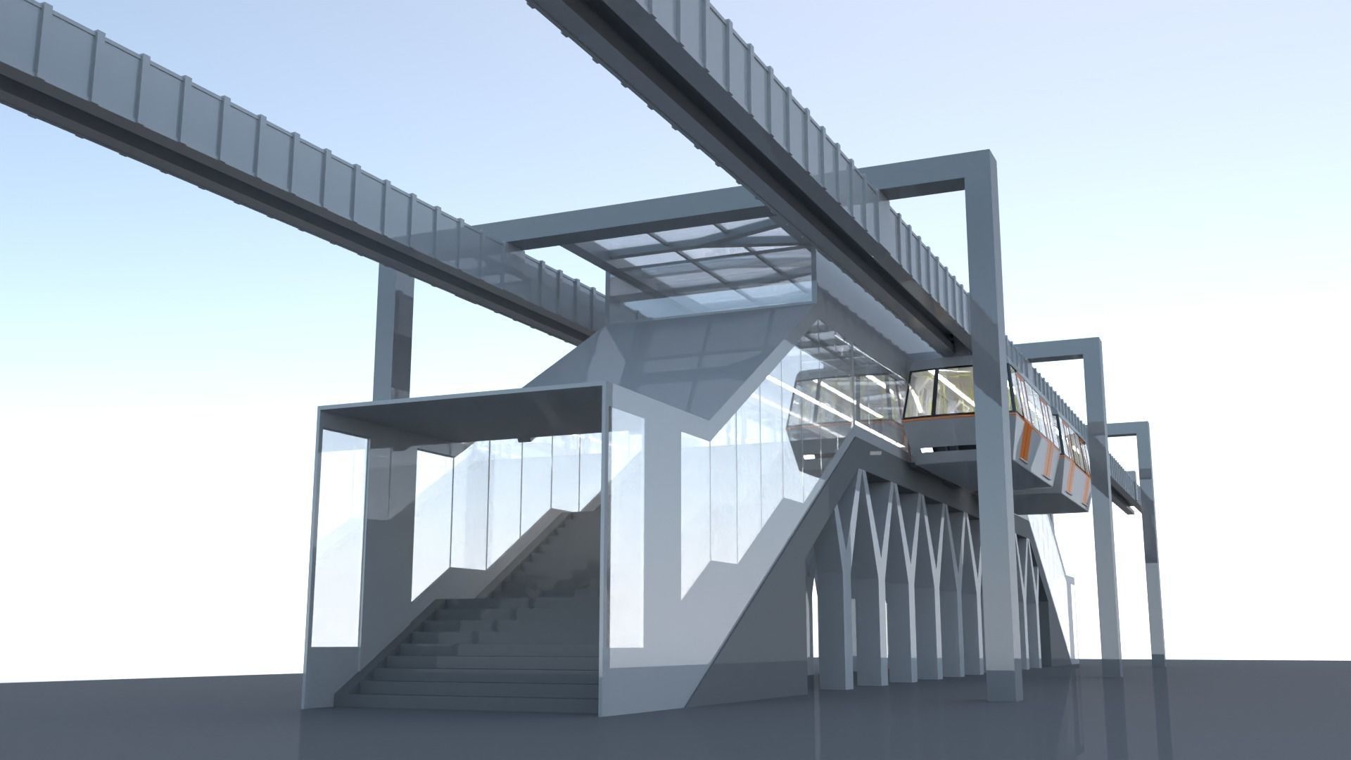 Elevated train station concept 3D model_15