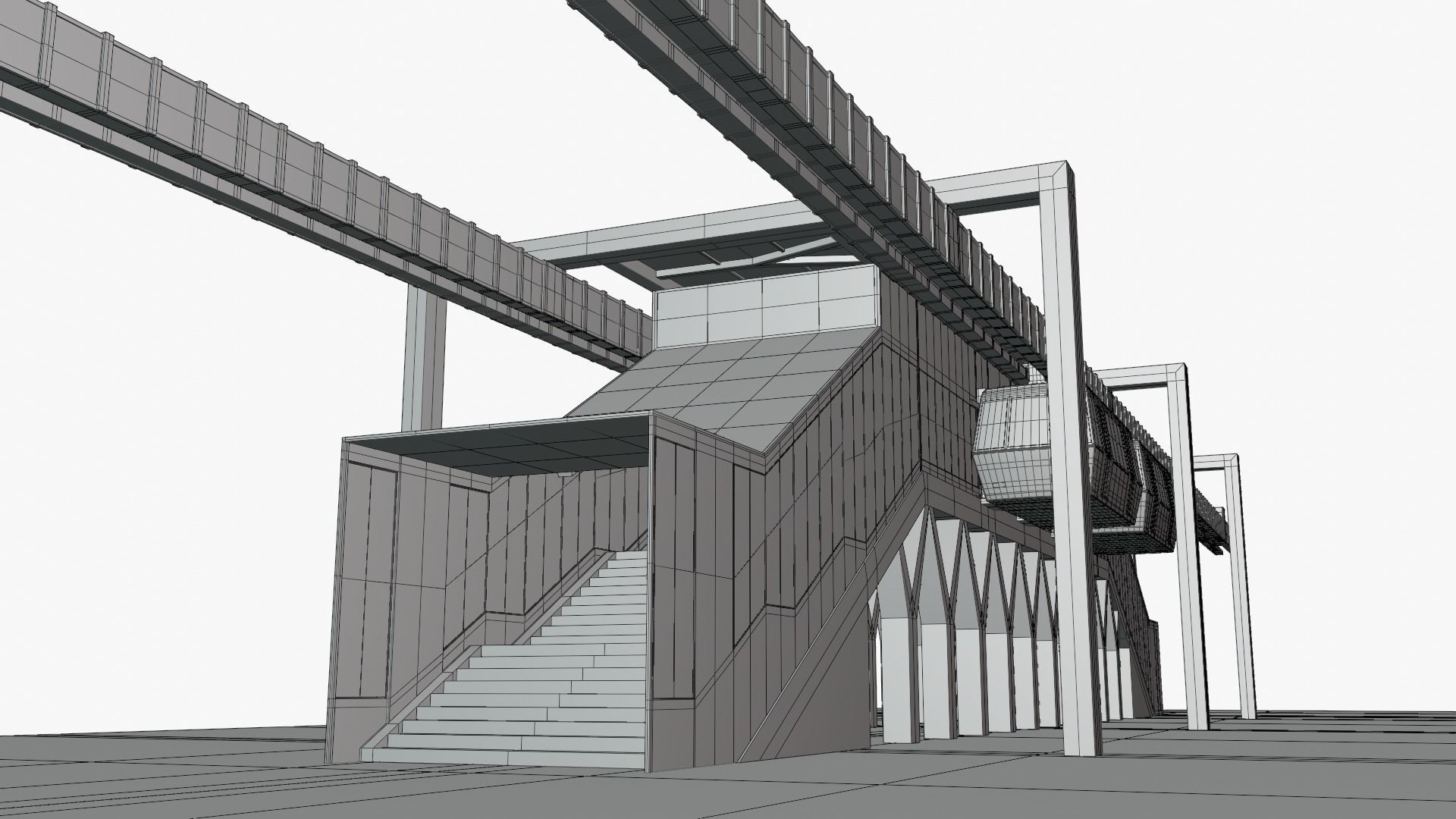 Elevated train station concept 3D model_16