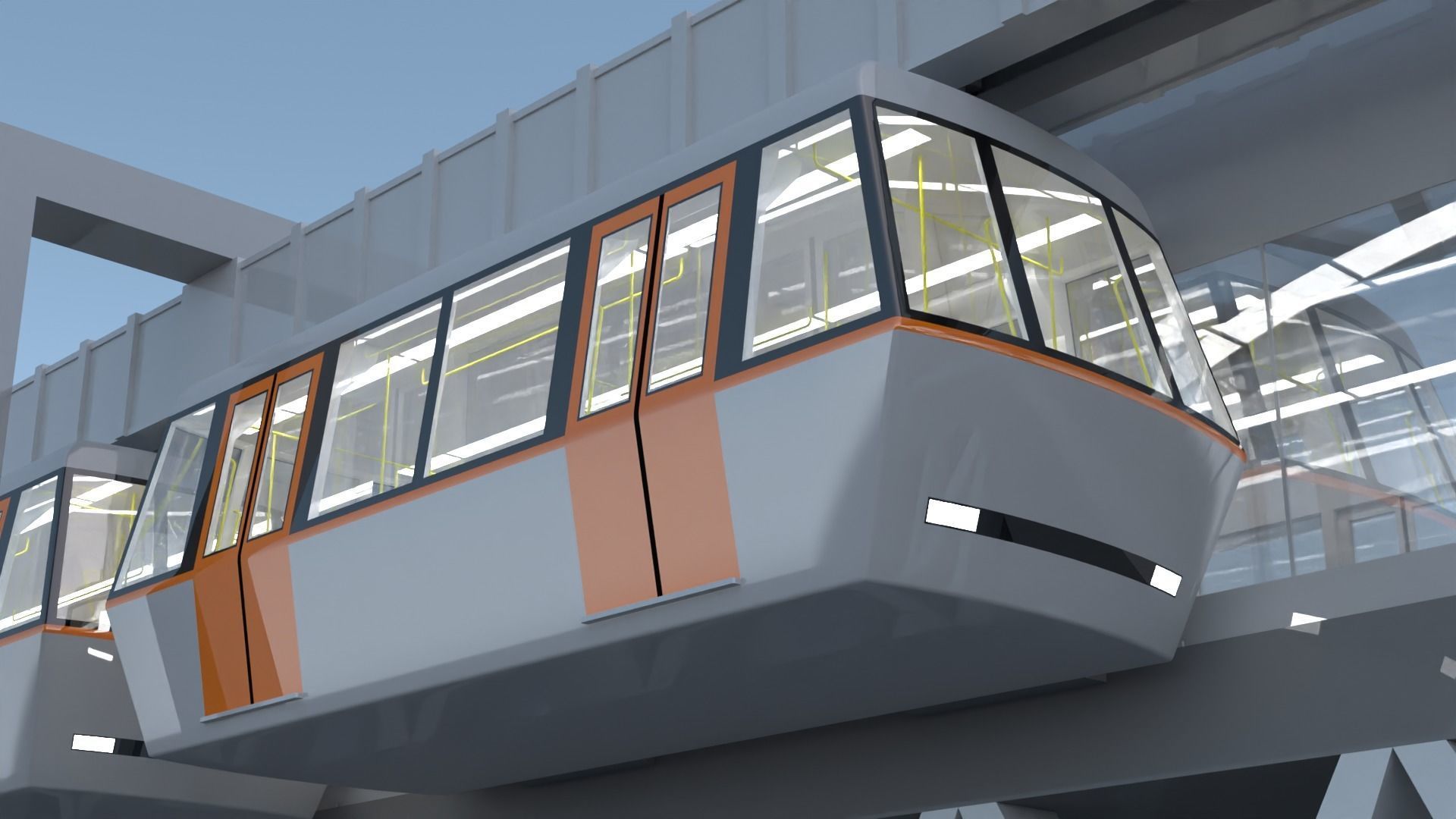 Elevated train station concept 3D model_3