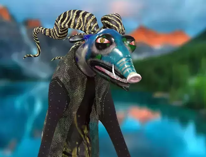 BobCartoon man dressed as goat