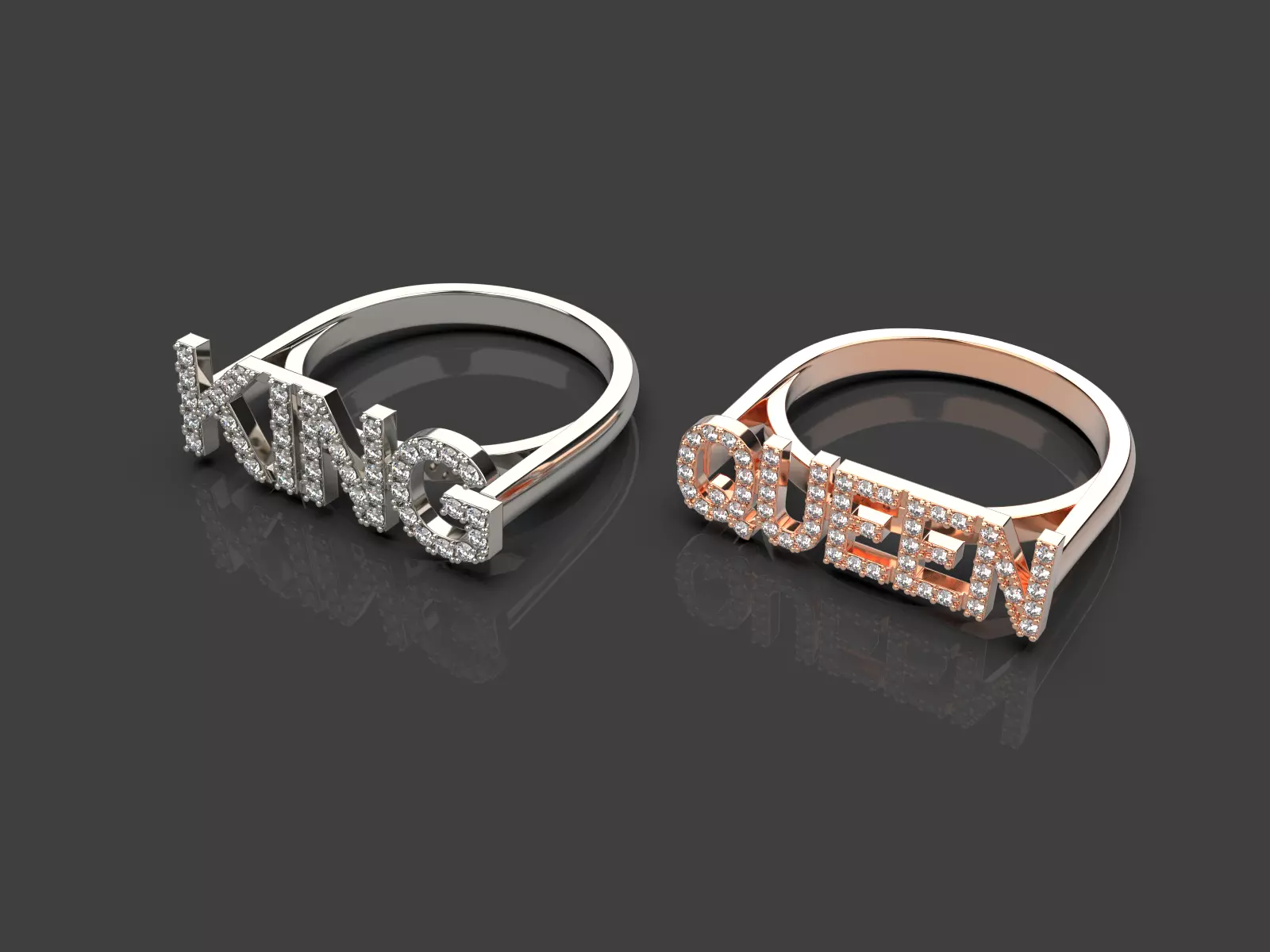 King and Queen Rings 3D print model