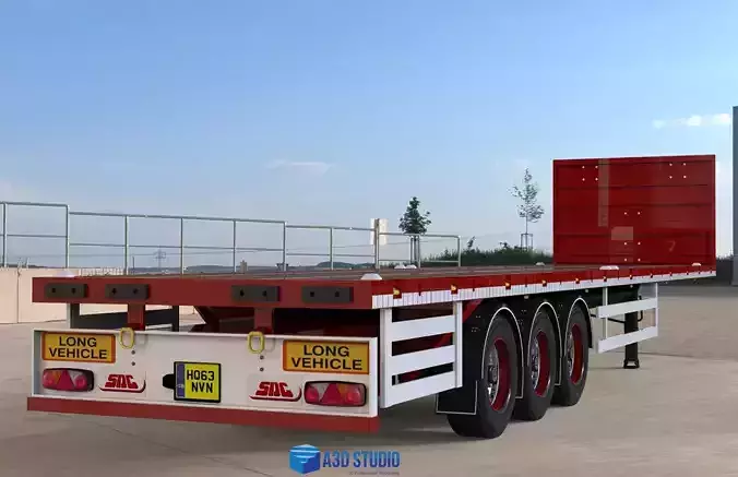 3D model of a SDC flatbed trailer