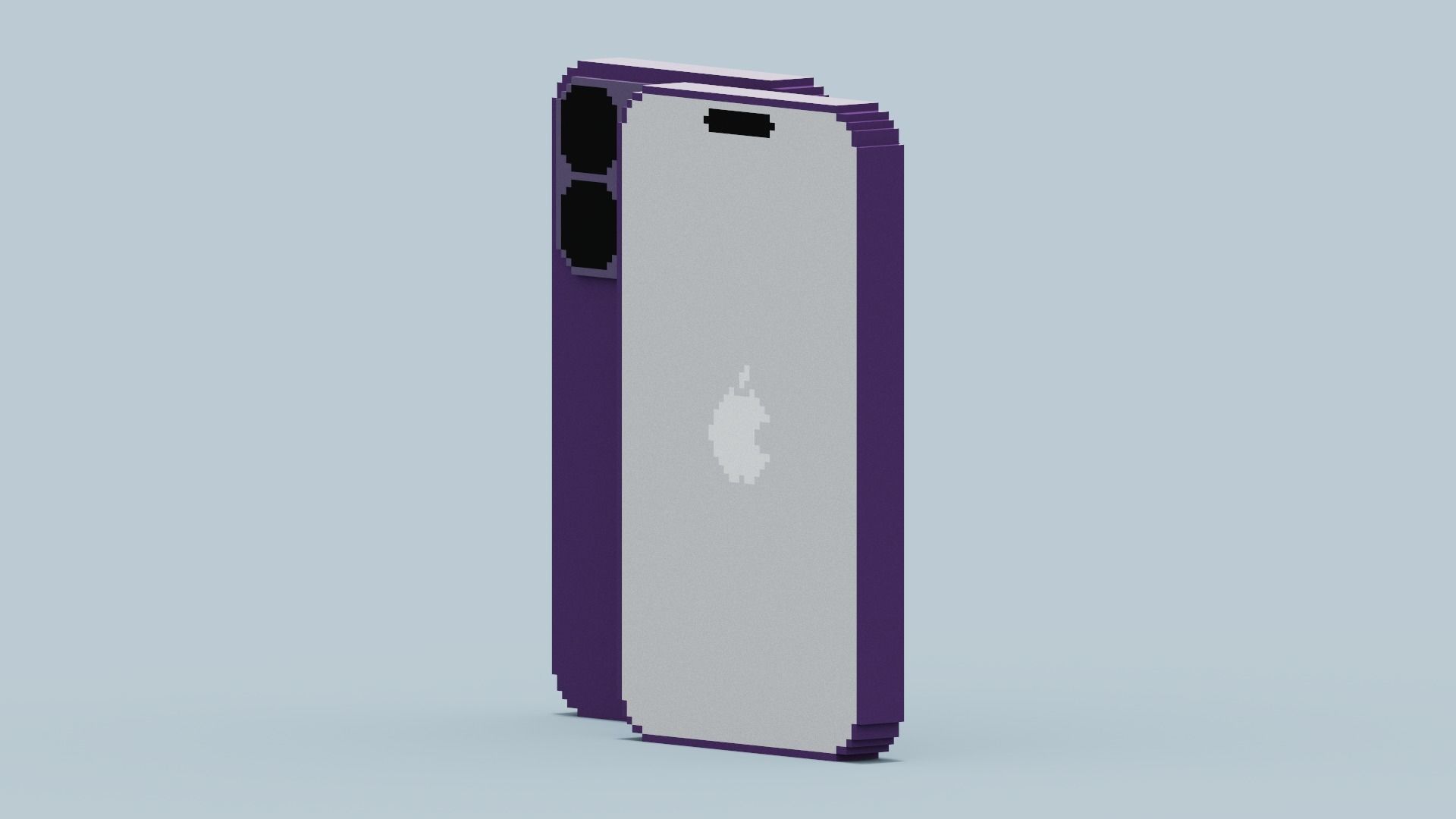 Voxel Iphone14 Pro Deep Purple Low-poly 3D model_2