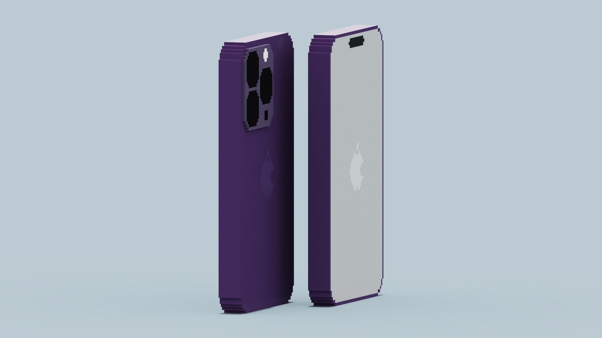 Voxel Iphone14 Pro Deep Purple Low-poly 3D model_4