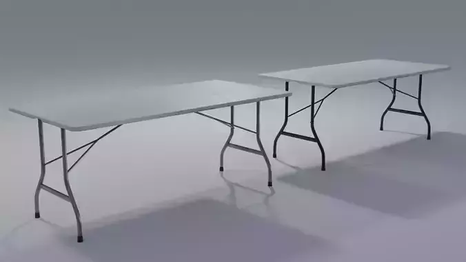 Folding Table Set with 4K Textures Low-poly 3D model
