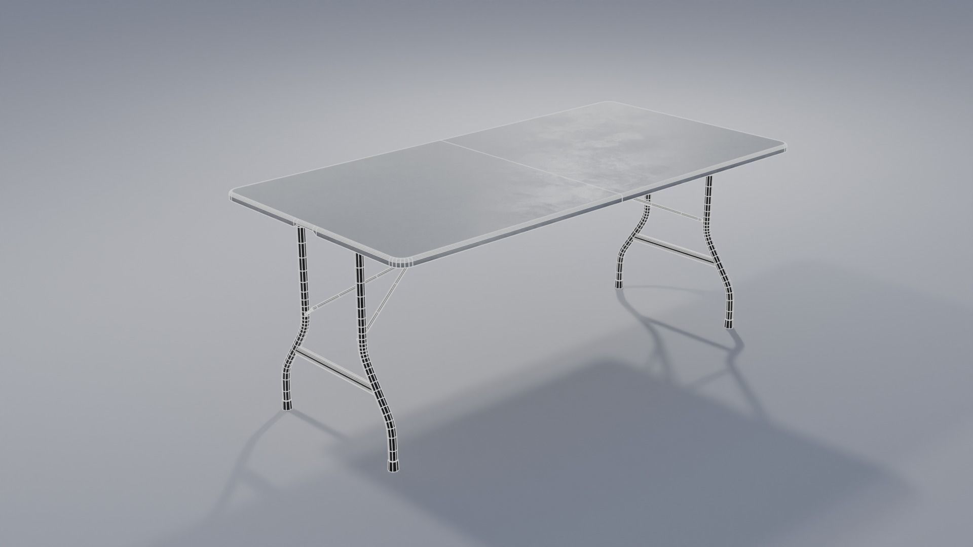 Folding Table Set with 4K Textures Low-poly 3D model_2